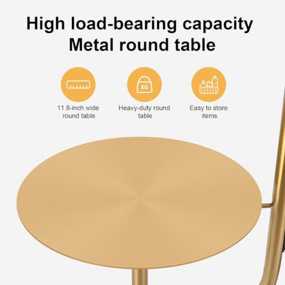 Gold Brass Brushed Floor Lamps with Side Table, Dimmable Light - color: Gold