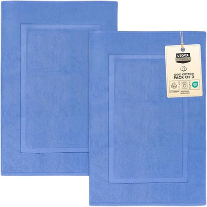 Utopia Towels Cotton Bath Mat, 21x34 in, 2 Pack, Electric Blue - color: Electric Blue, size: 2 Bath Mats