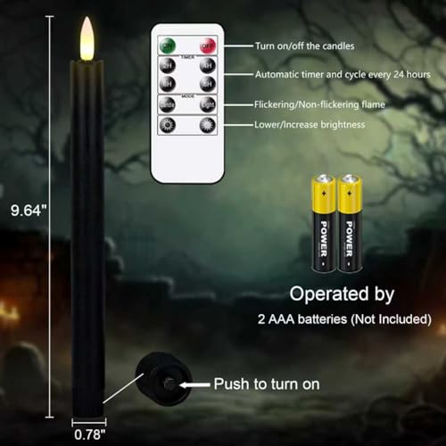 GenSwin Flameless Taper Candles LED Battery Operated Remote Timer Black - color: Black
