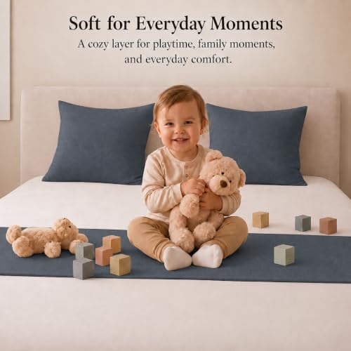 Solid Bed Runner Set,2 Pillow Covers,Blue Gray,70.9x19.7in - color: Blue Gray, size: Twin/Twin XL