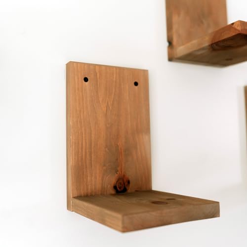 Daniel's Plants 3-Pack Mid-Century Modern L-Shaped Floating Shelves | Solid Wood Plant Ledge | Wall Mounted Shelf Kit (Prairie Sand) - color: Prairie Sand