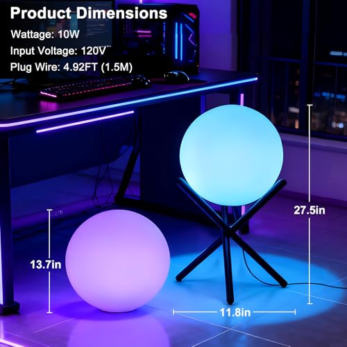 Lightdot 12-Inch Outdoor Globe Lights, RGB+CW Globe Floor Lamp with Remote - color: 15.7''RGBCW