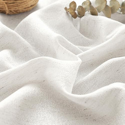 PrinceDeco White Linen Semi Sheer Curtains for Bedroom/Living Room,52x63 - color: White, size: 52"W x 63"L (Pack of 2)