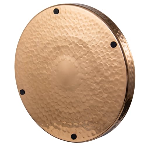 MyGift 11 Inch Deluxe Hammered Copper Kithchen Accessories Tray - Aluminum Plated Copper Platter and Vanity Tray - Handcrafted in India