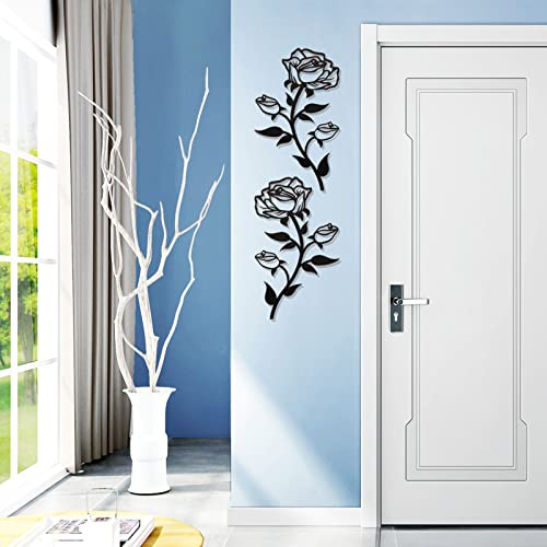 ESTART Large Rose Flower Wall Decor, 15“H Black Rose Flower Metal Wall Art - color: 2 Pieces