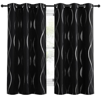 NICETOWN Blackout Curtain Panels 72 inches, Set of 2, 34 inches Wide, Black, Light Reducing Thermal Insulated Solid Grommet Blackout Curtains/Panels/Drapes for Living Room/Nursery/Kids Room - color: 1 - Black, size: 34"W x 72"L (Pack of 2)