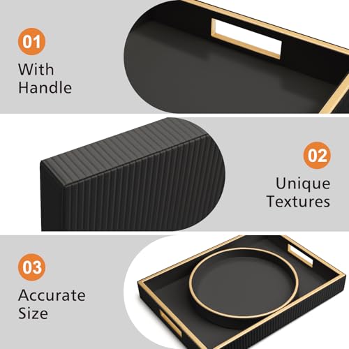 SANZIE Leather Tray Desktop Storage Organizer, Rectangle Valet Tray, Black - color: Black Holder