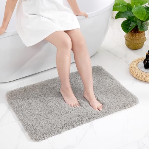 Disolla Gray Bathroom Rugs 20x32, Microfiber Non-Slip Plush Thick Bath Mat - color: Grey, size: 1'8" x 2'8" (20''x32'' Bathroom Rug)