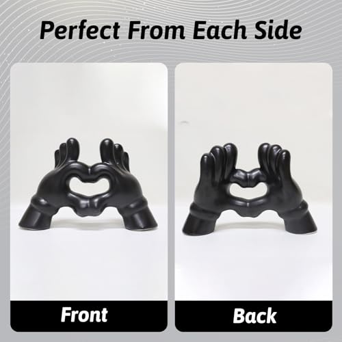 Zerzsy Heart Hands Sculpture Figurine, Black & White, Set of 2 - color: Black White-heart Hands