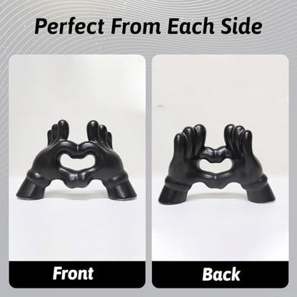 Zerzsy Heart Hands Sculpture Figurine, Black & White, Set of 2 - color: Black White-heart Hands