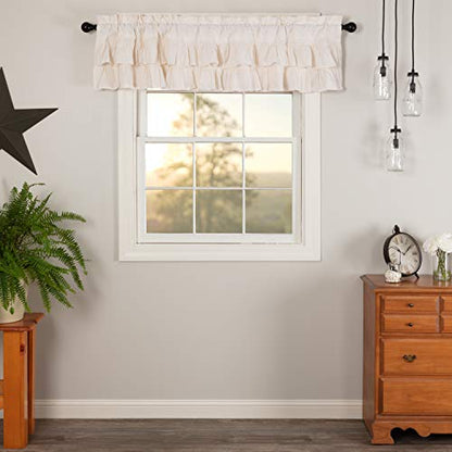 Simple Life Flax Antique White Farmhouse 16"x72" Valance Rod Pocket Cotton Linen Blend Solid Color Hanging Loops Kitchen Window Curtains - color: Light Creme, size: 16"W x 72"L (Pack of 1)