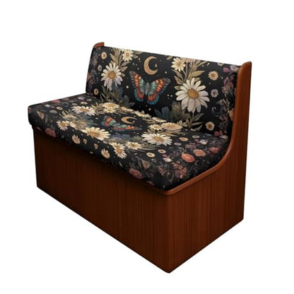 Butterfly Daisy Moon RV Dinette Cushion Covers 2 Pcs Waterproof Camper Cushion Slipcover Stretch Sofa Furniture Protector Include1 Backrest Covers and 1 Bench Covers - color: Butterfly Daisy Moon