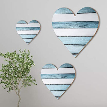 Jetec 3 Pcs Wood Heart Wall Decor Farmhouse Plaque, Chic - style: Chic