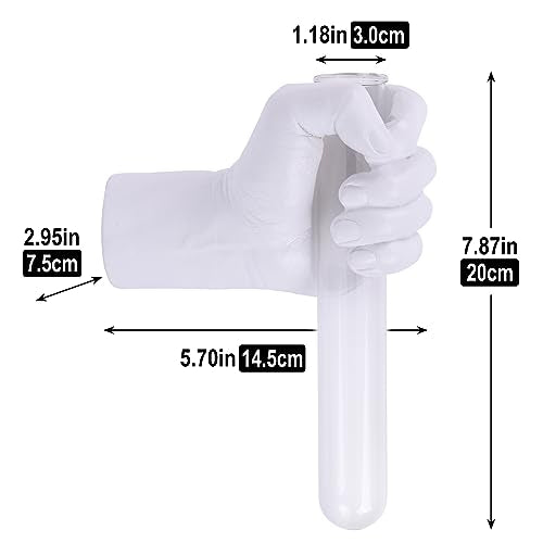 Creative Wall Hanging Sculpture, Funky White Hand Vases Home Decor, Artistic Hanging Hand Sculptures with Test Tube Vases, Unique Wall Art Statue - color: White