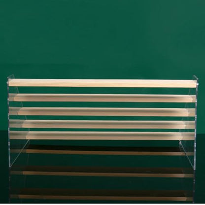 5 Tier Acrylic Wooden Display Stand, Clear Acrylic Display Riser Shelf Wood Tiered Display Shelf Rack Step Ladder Riser Stands for Cupcakes Perfumes Figures Collectibles
