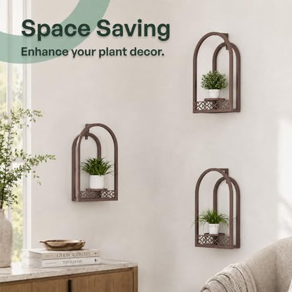 3 Pack Wall Plant Stands, Indoor Plant Holders Apartment, Coffee - color: 3 Pack Coffee