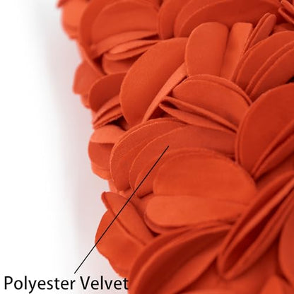 KINGROSE Handmade 3D Floral Throw Pillow Cover, 12x20 Inch, Dark Orange - color: Dark Orange