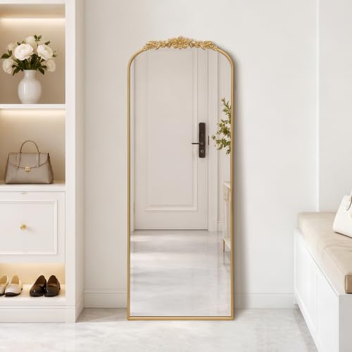 Besdomus Vintage Full Length Mirror: 21"x56" Gold Antique Floor Long Mirror - size: 56"L x 21"W