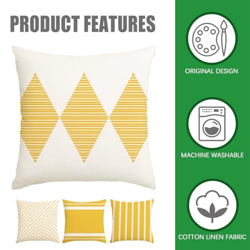 Outdoor Pillows Covers 18x18 Waterproof,Yellow and Beige Set of 4(No Insert - color: Yellow and Beige, size: 18" x 18" (Pack of 4)