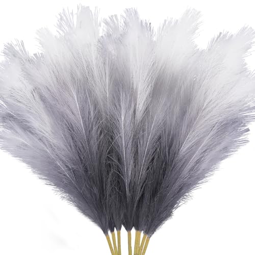 8 Pcs 35.4" Black Gradient Faux Pampas Grass, Tall Pampas Grass Vase Filler - color: Black, size: 35.4inch-8Pcs
