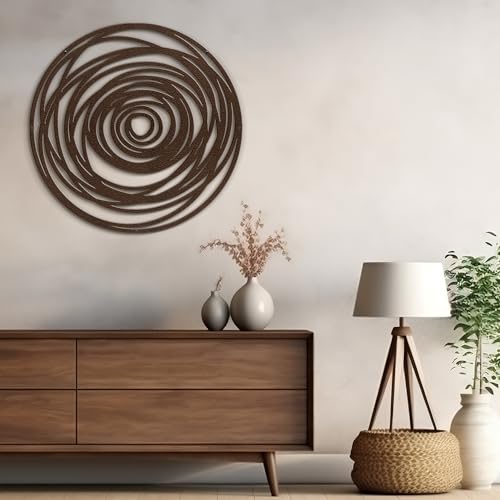 SIGNLEADER Metal Wall Art Decor Abstract Geometric Circles Minimalist Modern Abstract Wall Sculpture Hangings Home Decoration for Living Room, Bedroom, Bathroom, Kitchen, Outdoor - 18" Bronze