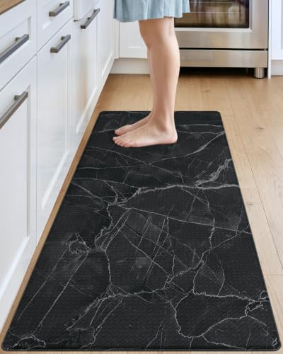 DEXI Kitchen Floor Mats Cushioned Anti Fatigue, 23x59 Black Marble - color: Black Marble, size: 59"L x 23"W x 0.4"Th