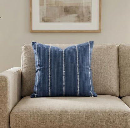 SanVia Designer Cotton Throw Pillow Covers 20x20 for Nooks, Beds & Sofas - color: Indigo Blue, size: 20" x 20" (Pack of 1)