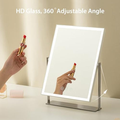NEZZOE Rechargeable Makeup Mirror with Lights, 4000mAh Battery, 14"x10" - color: 14"x10" White