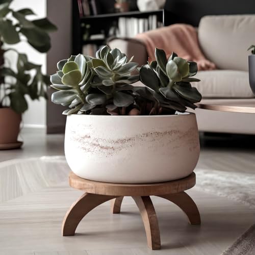 Novabright 2 Pcs Short Plant Stand Small Wood Plant Stool, Rustic Color - color: Rustic Color