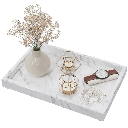 Decorative Marble Tray for Counter, 11.8x7.9x1.2 in, Carrara White - color: Carrara White