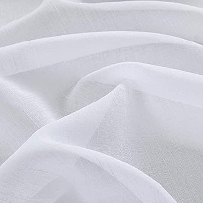 White Sheer Curtains with Black Pom-Pom for Living Room 52x63 Kids Room 2pk - color: White - Black, size: 52"W x 63"L (Pack of 2)