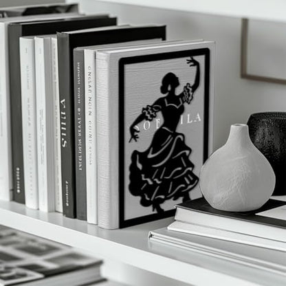 Peacoblue 5.3"x4.3"x7.9" Metal Bookends, Heavy Duty Book Ends for Shelves - style: Spain Flamenco Dance