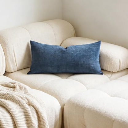 Slow Cow Chenille Lumbar Throw Pillow Cover 12 x 24 Inches Navy Blue - color: D-chenille Navy Blue, size: 24" x 12" (Pack of 1)