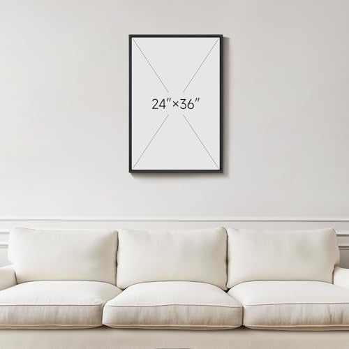 Large Framed Blue Gray Modern Abstract Wall Art, 1 Piece 24x36 In - color: Blue and Grey