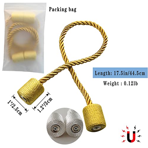 Magnetic Curtain Tiebacks Decorative Holdbacks Rope Tie Back Drapes Hangtty - color: Gold