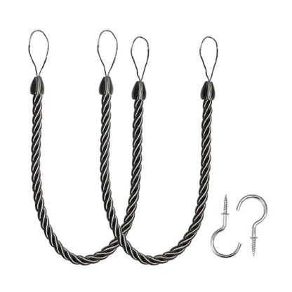 BEL AVENIR Curtain Tiebacks Ropes Tie-Backs,Handmade Holdbacks(Charcoal,2P) - color: Charcoal, size: 2pack