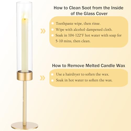 Romadedi Glass Hurricane Candle Holders for Candlestick, Gold, Set of 6 - size: 6 PCS