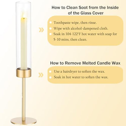 Romadedi Glass Hurricane Candle Holders for Candlestick, Gold, Set of 18 - size: 18 PCS