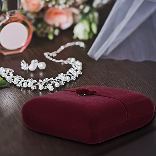 MDLUU Velvet Bracelet Box, Double Open Jewelry Gift Box, Bangle Holder Case for Birthday, Wedding, Valentine's Day, Anniversary (Dark Red) - color: dark red