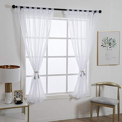 1 Panel Tab Top Voile Sheer Curtain, White, 69(H) X 55(W) in - color: White, size: 55"W x 69"L (Pack of 1)