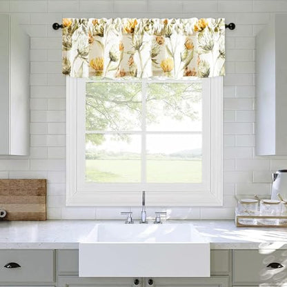 Leeva Floral Print Window Valance, Rod Pocket, 52 x 12, 1 Panel, White - color: T13, size: 52"W x 12"L (Pack of 1)