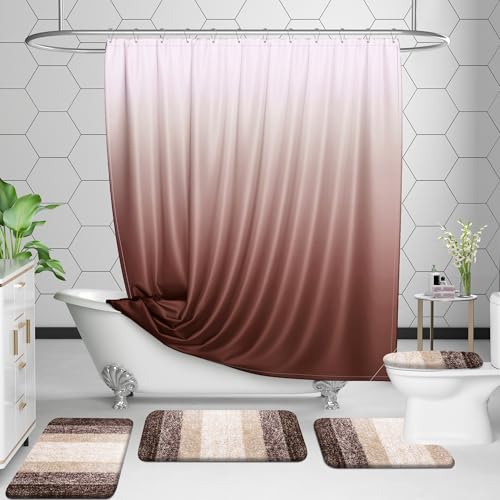 OLANLY Luxury Toilet Rugs U-Shaped 24x20, Soft Absorbent Microfiber Mat - color: Brown, size: 24" X 20" Contour Rug