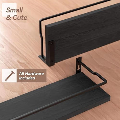 RICHER HOUSE Floating Shelves Bathroom, Small Wall Shelf Over Toilet 2 Set - color: Black