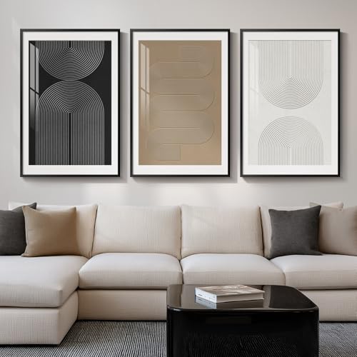 Framed Boho Neutral Abstract Wall Art for Living Room, 3 Piece 24x36 Inch - color: Boundless Lines（Plexiglass）, size: 24" W x 36" H x 3Pcs