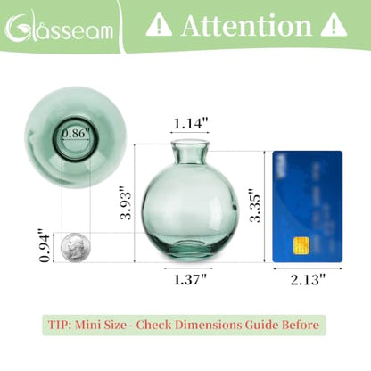 Glasseam Glass Bud Vase for Centerpieces: 12Pcs Green Mini Small Vases Bulk - color: Green, size: 4 Sets