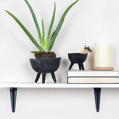 Creative Co-Op Boho Terracotta Footed Bowl, Slate Grey - color: Slate Grey, size: 4"