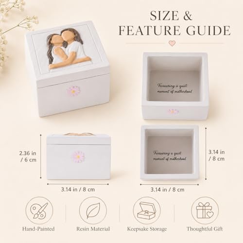 Mother and Daughter Figurines Keepsake Box - Sentimental Jewelry Gift Box for Mom, Grandma, Sister or Best Friend - Unique Birthday, Christmas, Mothers Day Gifts for Women, Female, Girls (Embrace) - style: Embrace