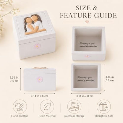 Mother and Daughter Figurines Keepsake Box - Sentimental Jewelry Gift Box for Mom, Grandma, Sister or Best Friend - Unique Birthday, Christmas, Mothers Day Gifts for Women, Female, Girls (Embrace) - style: Embrace