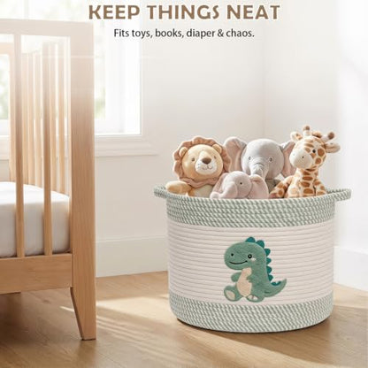 Baby Laundry Basket for Nursery, Large 15”x12” Dinosaurs Storage Baskets - color: Dinosaurs