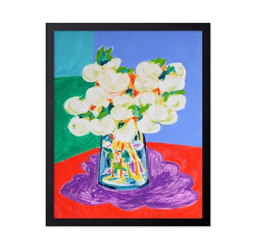 Monem Art White Viburnum Bouquet Print - Colorful Floral Still Life Poster - Wall Decor for Living Room, Bedroom or Dining Room - 12x16 Unframed Wall Art by Tamara Jare - color: Style-07, size: 12"L x 16"W